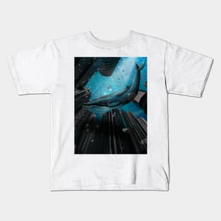 Blue whale in the ocean Kids T-Shirt